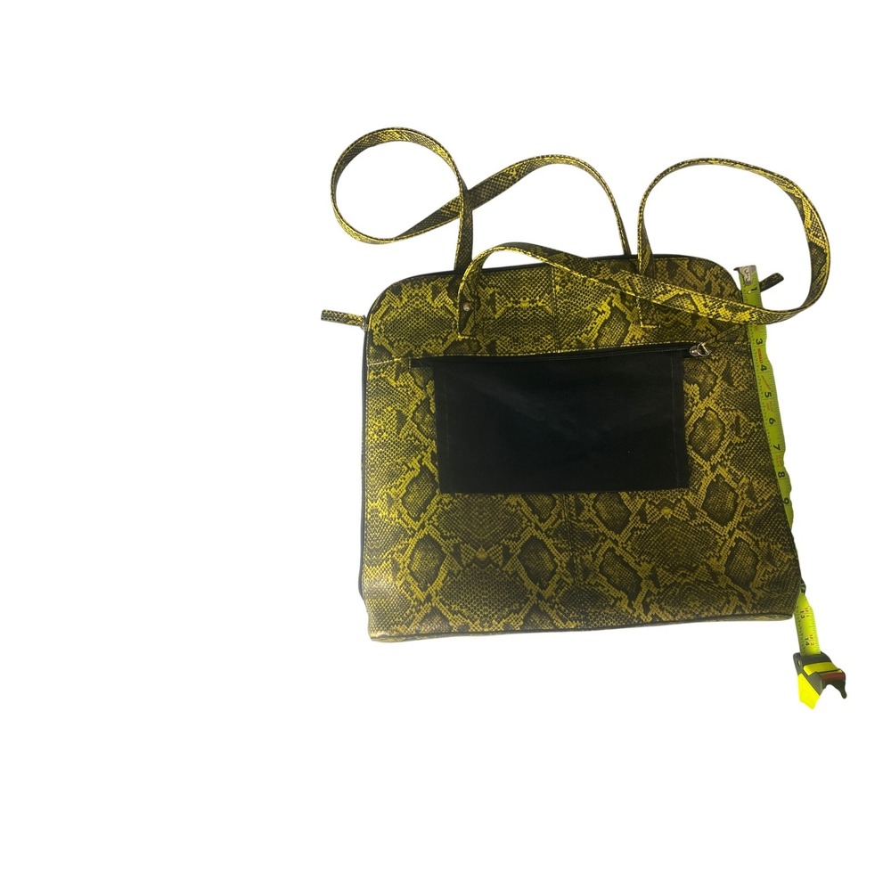 Buxton yellow/black snakeskin-print shoulder tote:
